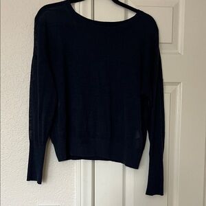 Banana Republic Dark Blue Women's Linen Crew Neck Sweater